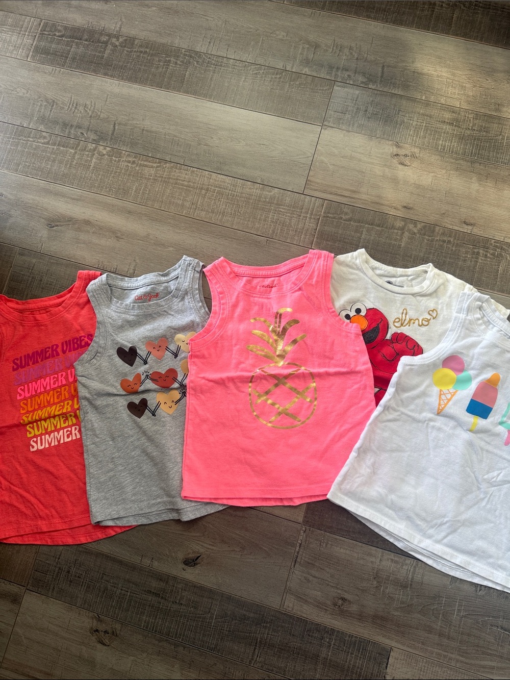 Cat & Jack Neon Pink Gold Pineapple Tank Top - Kids Shirts & Tops
